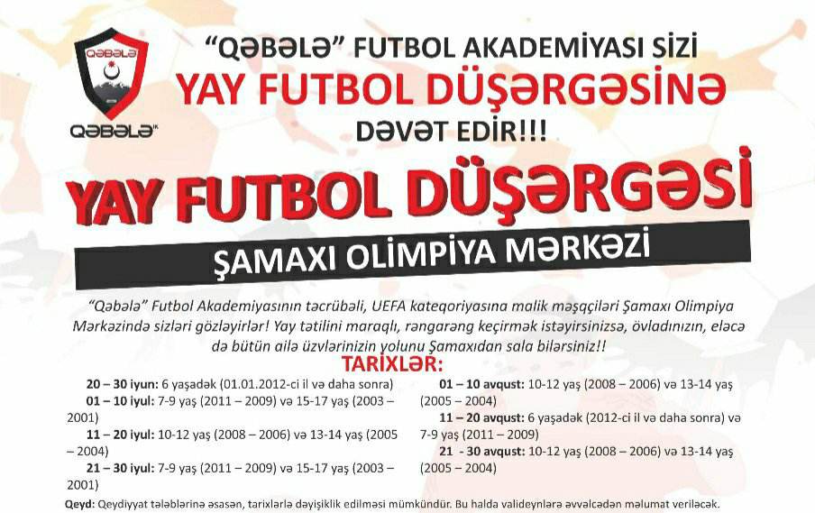 «Qəbələ» Yay Futbol Düşərgələrinə dəvət edir